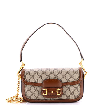 Gucci Horsebit 1955 Shoulder Bag GG Coated Canvas with Leather East West