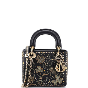 Christian Dior Lady Dior Chain Bag Embroidered Calfskin Mini