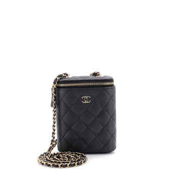 Chanel Vertical Classic Vanity Case with Chain Quilted Caviar Small
