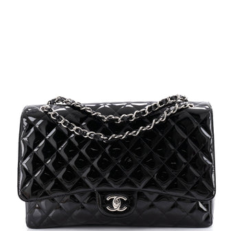 Chanel Classic Single Flap Bag Quilted Patent Maxi