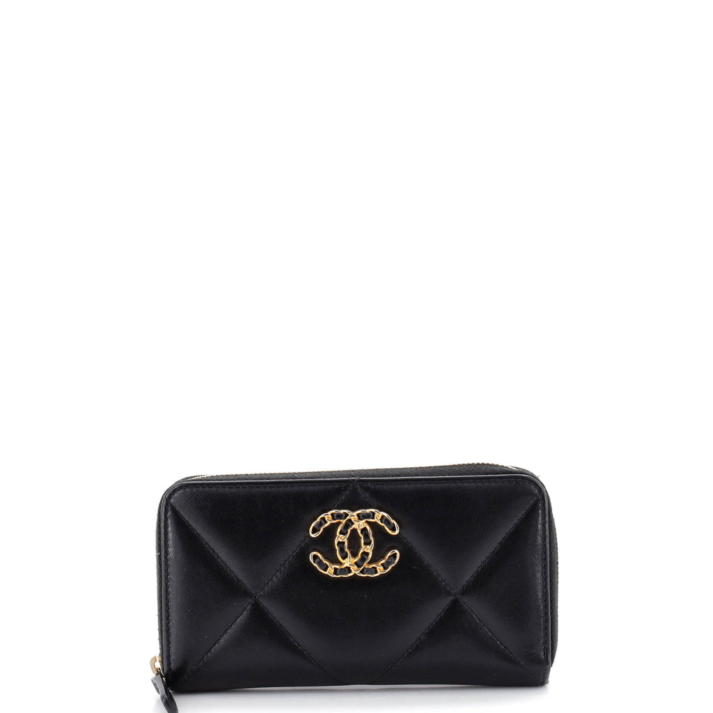 Chanel 19 Zip Around Wallet Quilted Goatskin Medium 429649