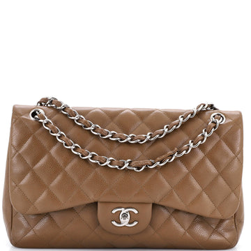 Chanel Vintage Classic Double Flap Bag Quilted Caviar Jumbo