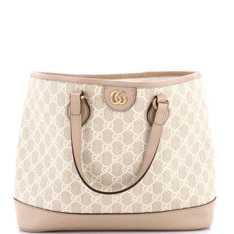 Gucci Ophidia Top Handle Shopping Tote GG Coated Canvas and Leather Small