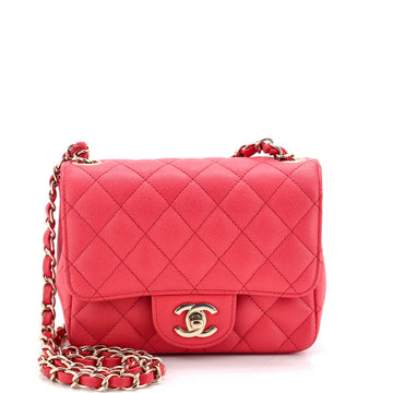 Chanel Square Classic Single Flap Bag Quilted Caviar Mini