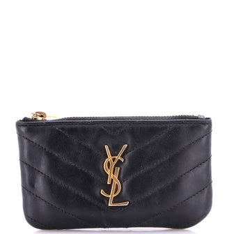 Saint Laurent Monogram Fragments Zip Card Holder Matelasse Chevron Patent