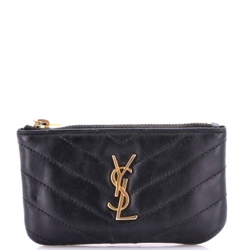 Saint Laurent Monogram Fragments Zip Card Holder Matelasse Chevron Patent