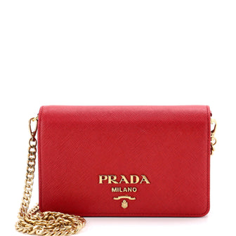 Prada Chain Wallet Crossbody Saffiano Leather