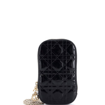 Christian Dior Lady Dior Phone Holder on Chain Cannage Quilt Patent