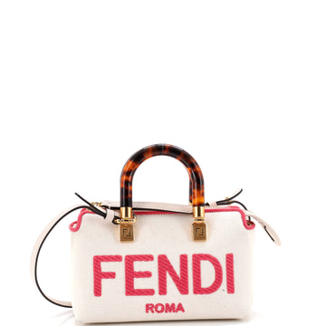 Fendi Logo By The Way Top Handle Bag Embroidered Canvas Mini