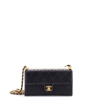 Chanel Chic Pearls Clutch with Chain Quilted Goatskin