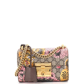 Gucci Padlock Shoulder Bag Bengal Print GG Coated Canvas Small