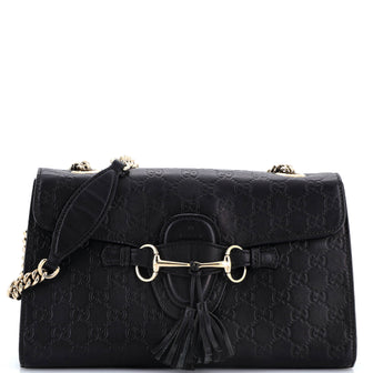 Gucci Emily Chain Flap Bag Guccissima Leather Medium