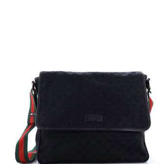 Gucci Web Strap Flap Messenger GG Canvas Medium
