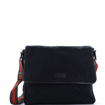 Gucci Web Strap Flap Messenger GG Canvas Medium