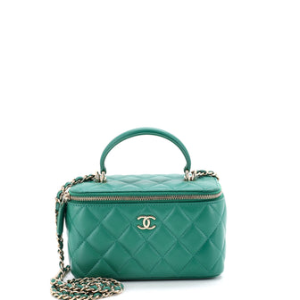 Chanel Classic Top Handle Vanity Case with Chain Quilted Lambskin Small