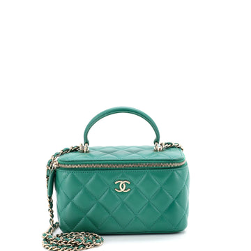 Chanel Classic Top Handle Vanity Case with Chain Quilted Lambskin Small