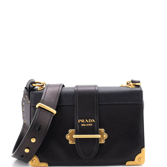Prada Cahier Crossbody Bag Leather and Saffiano Leather Large