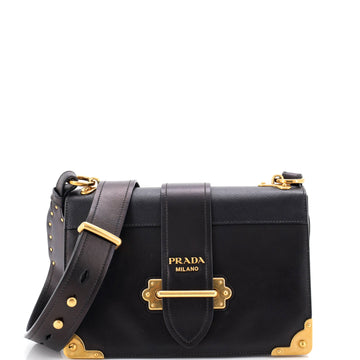 Prada Cahier Crossbody Bag Leather and Saffiano Leather Large