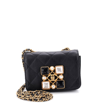 Chanel Resin and Pearl CC Full Flap Bag Quilted Calfskin Mini