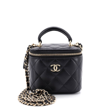 Chanel Classic Top Handle Vanity Case with Chain Quilted Lambskin Mini