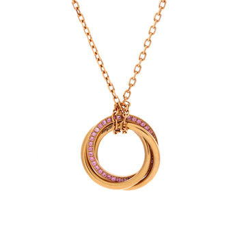 Cartier Trinity Pendant Necklace 18K Rose Gold with Pave Pink Sapphires