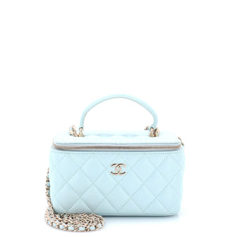 Chanel Classic Top Handle Vanity Case with Chain Quilted Lambskin Small