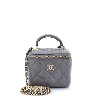 Chanel Classic Top Handle Vanity Case with Chain Quilted Lambskin Mini