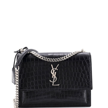 Saint Laurent Sunset Crossbody Bag Crocodile Embossed Leather Medium