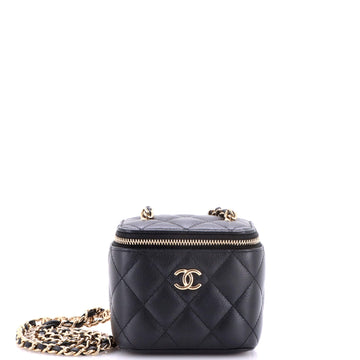 Chanel Tiny CC Link Vanity Case with Chain Quilted Caviar Mini