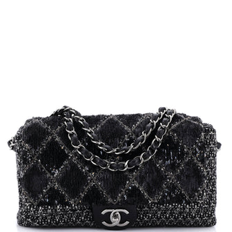 Chanel Icons 3 Bag Quilted Embellished Tweed Jumbo