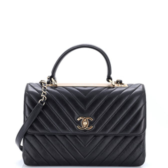 Chanel Trendy CC Top Handle Bag Chevron Lambskin Medium