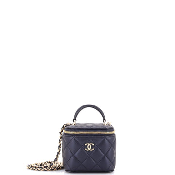 Chanel Classic Top Handle Vanity Case with Chain Quilted Lambskin Mini