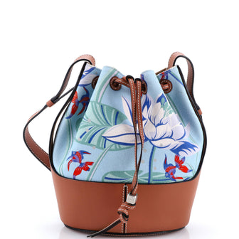 Loewe Paula's Ibiza Balloon Bucket Bag Printed Canvas and Leather Small