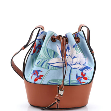 Loewe Paula's Ibiza Balloon Bucket Bag Printed Canvas and Leather Small