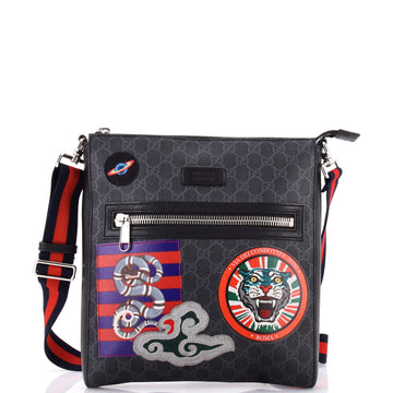 Gucci Night Courrier Zip Messenger GG Coated Canvas with Applique Medium