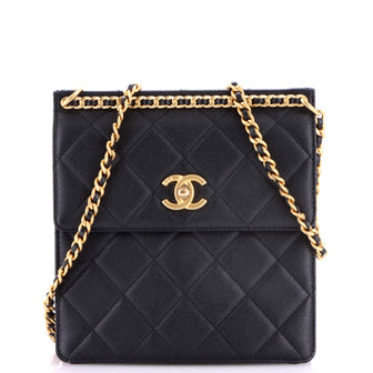 Chanel Top Chain CC Square Backpack Quilted Caviar