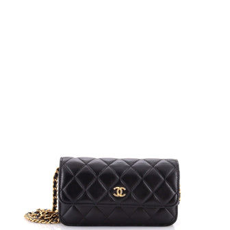 Chanel Pearl Crush Flap Phone Holder with Chain Quilted Lambskin