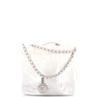 Chanel 22 Chain Hobo Quilted Metallic Degrade Calfskin Mini