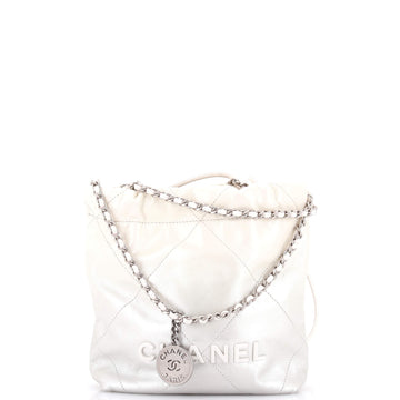 Chanel 22 Chain Hobo Quilted Metallic Degrade Calfskin Mini
