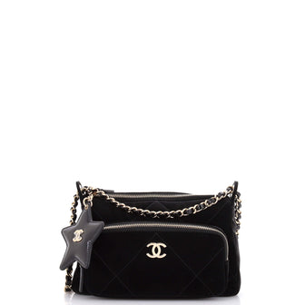 Chanel 25 Clutch With Chain Quilted Velvet Effect Nylon and Shiny Crumpled Calfskin Mini