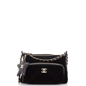 Chanel 25 Clutch With Chain Quilted Velvet Effect Nylon and Shiny Crumpled Calfskin Mini