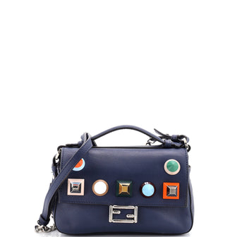 Fendi Double Baguette Studded Leather Micro