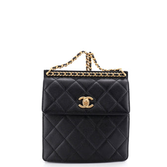 Chanel Top Chain CC Square Backpack Quilted Caviar