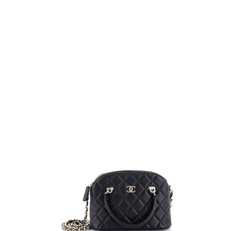 Chanel CC Dome Zip Shopping Bag Quilt Lambskin Mini