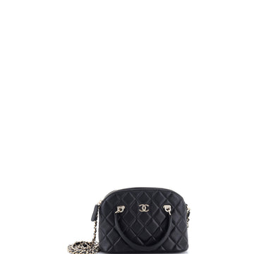 Chanel CC Dome Zip Shopping Bag Quilt Lambskin Mini