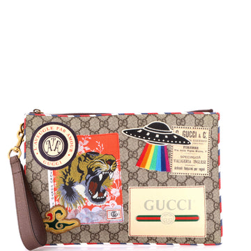 Gucci Courrier Pouch GG Coated Canvas with Applique
