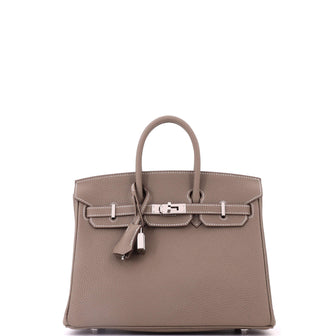 Hermes Birkin Handbag Grey Togo with Palladium Hardware 25