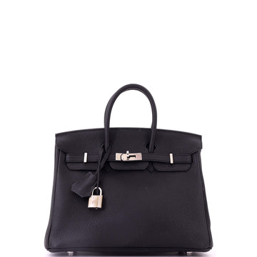 Hermes Birkin Handbag Black Togo with Palladium Hardware 25