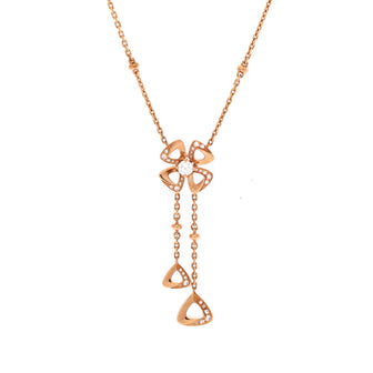 Bvlgari Fiorever Drop Pendant Necklace 18K Rose Gold and Diamonds