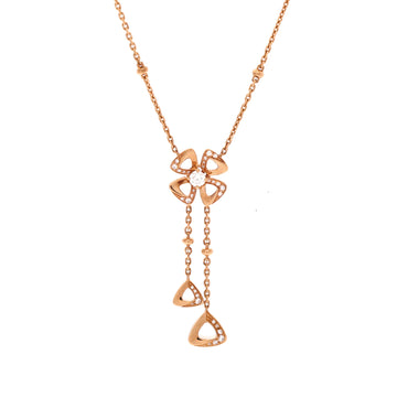Bvlgari Fiorever Drop Pendant Necklace 18K Rose Gold and Diamonds